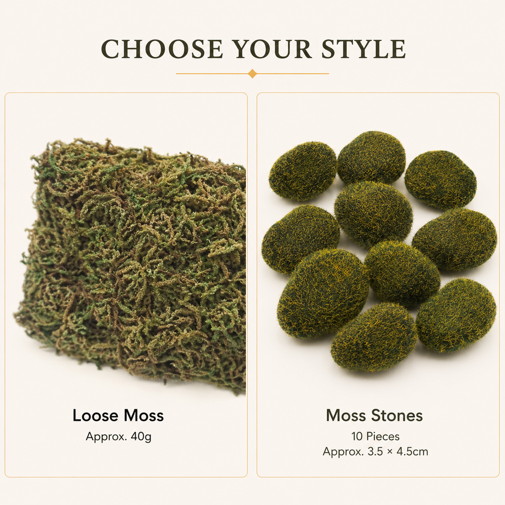 Artificial Green Moss & Moss Stones – 2 Styles