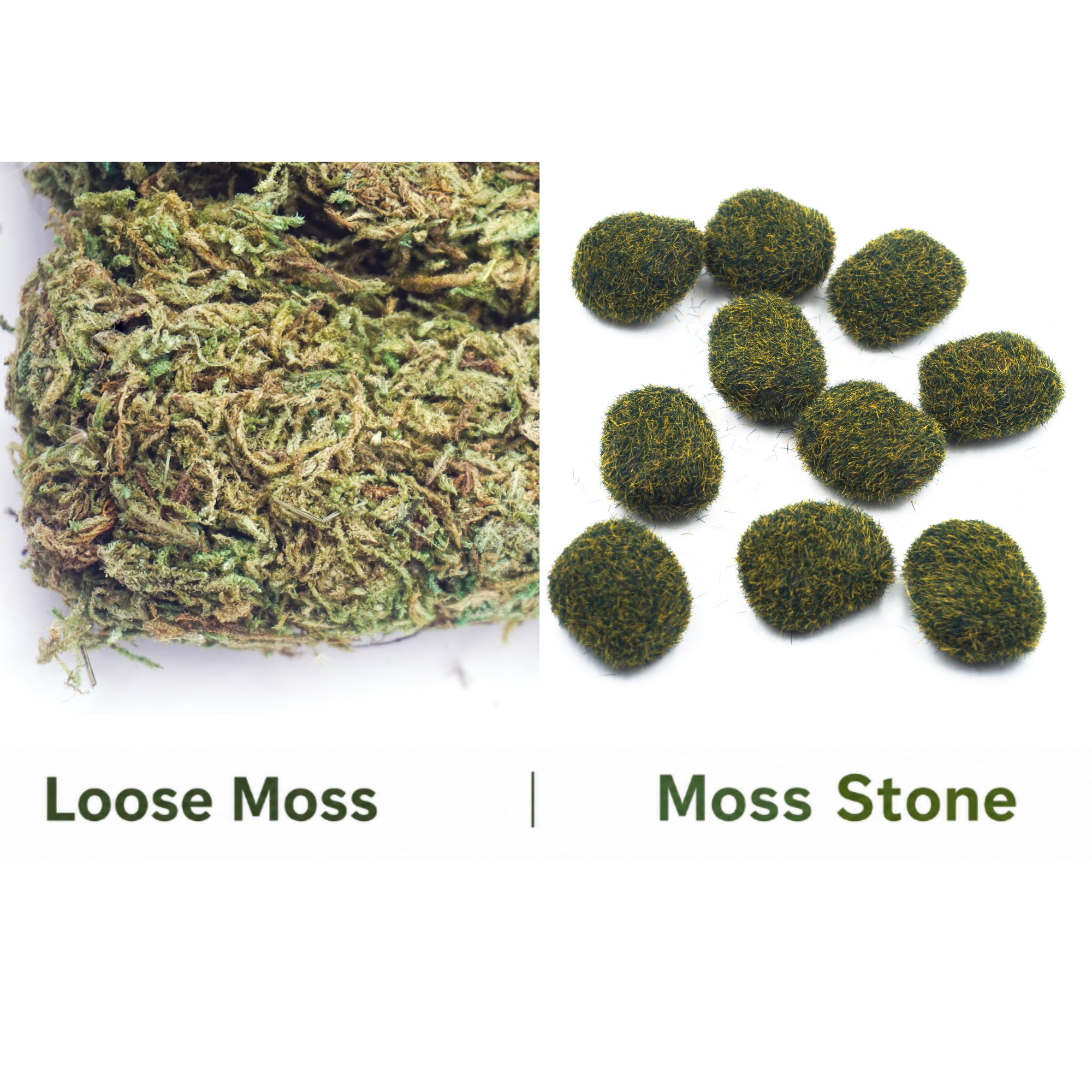Artificial Green Moss & Moss Stones – 2 Styles