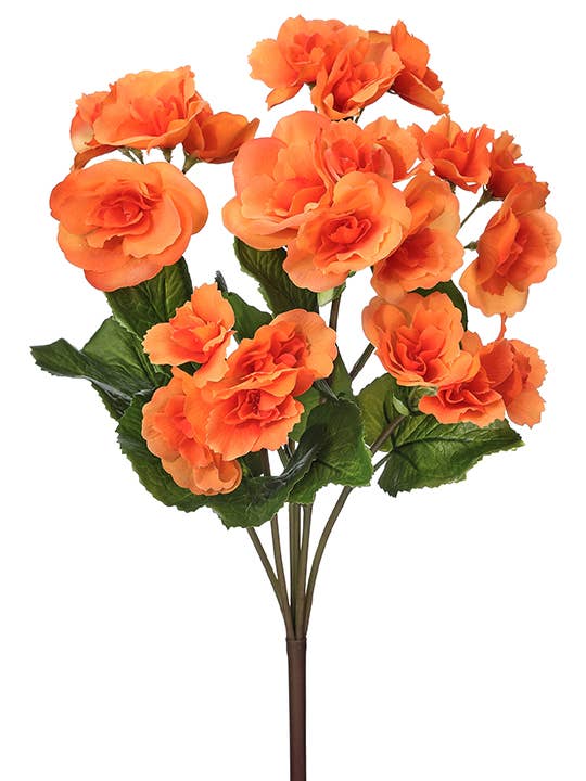 Artificial Begonia Flower Plant - Orange, Pink, Red, or Yellow