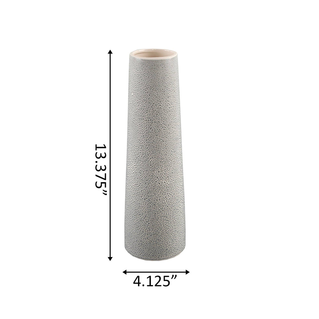 13.5” Textured Ceramic Tall Vase – Modern Minimalist Decor