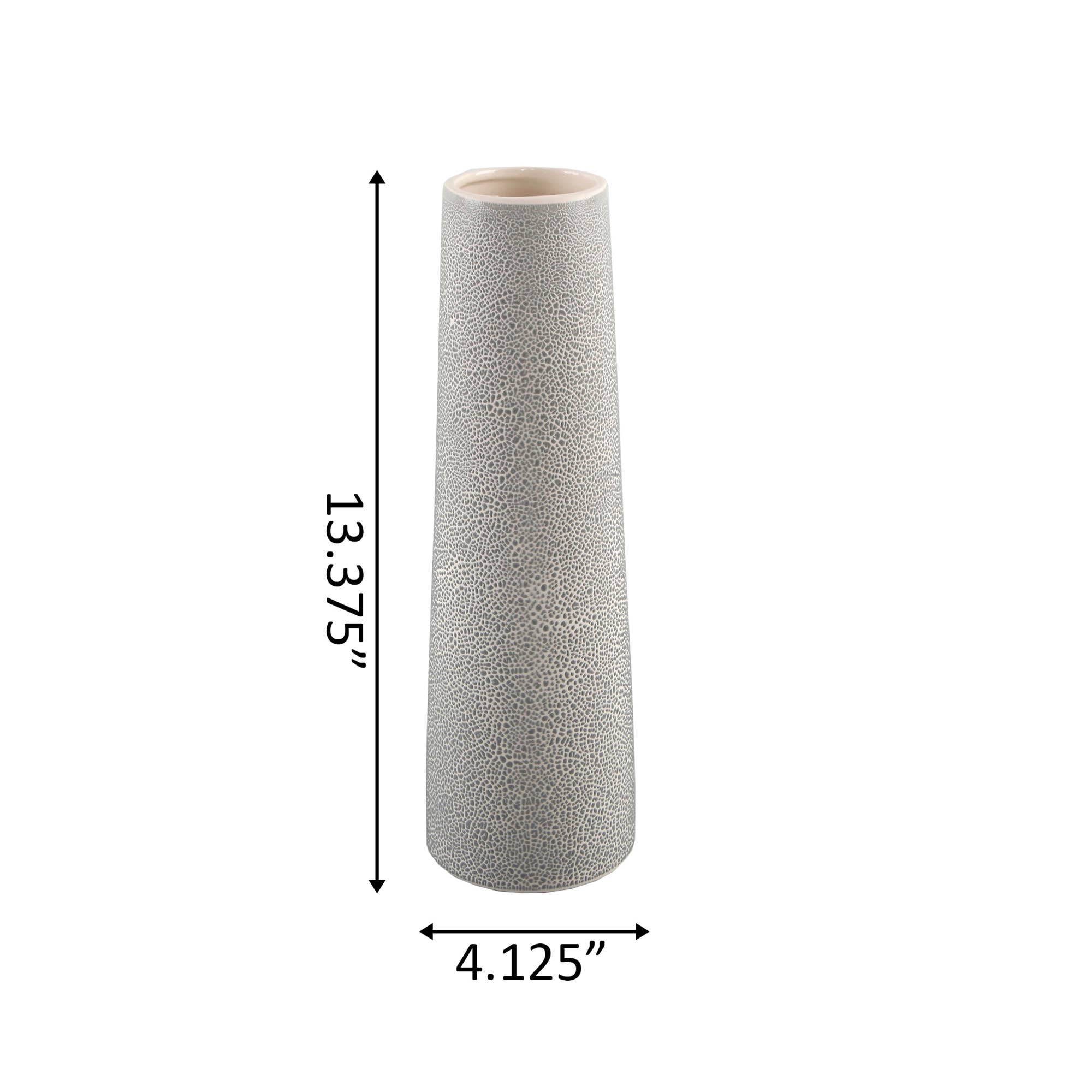 13.5” Textured Ceramic Tall Vase – Modern Minimalist Decor