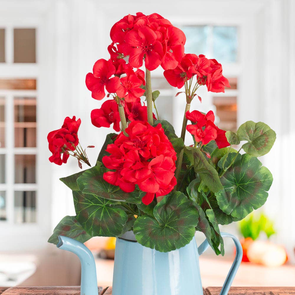 18" Artificial Geranium Flower Bush - Select Color