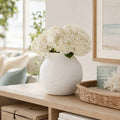 Decorative Vase - White Ceramic Woven Textured Coastal, 7 in
