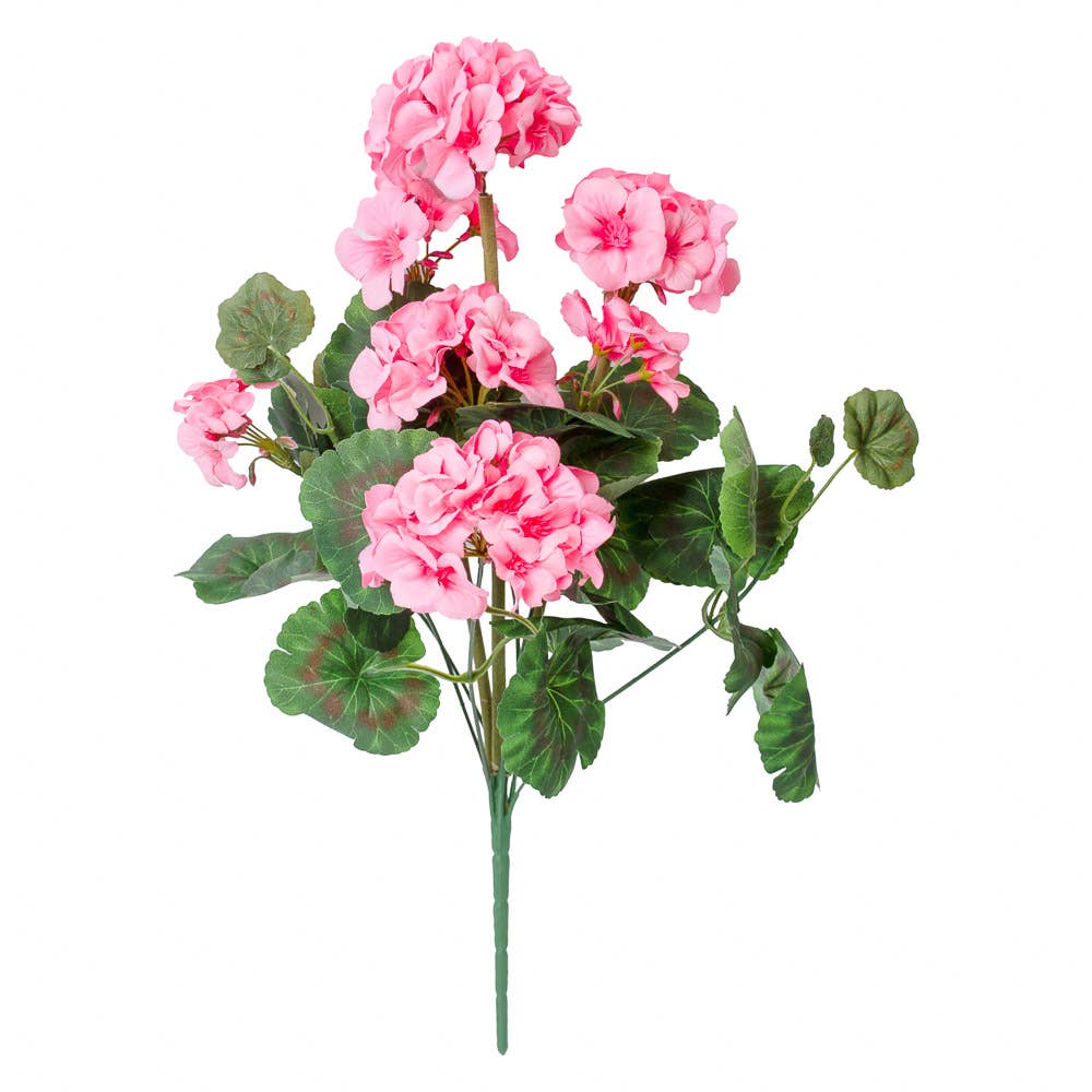 18" Artificial Geranium Flower Bush - Select Color