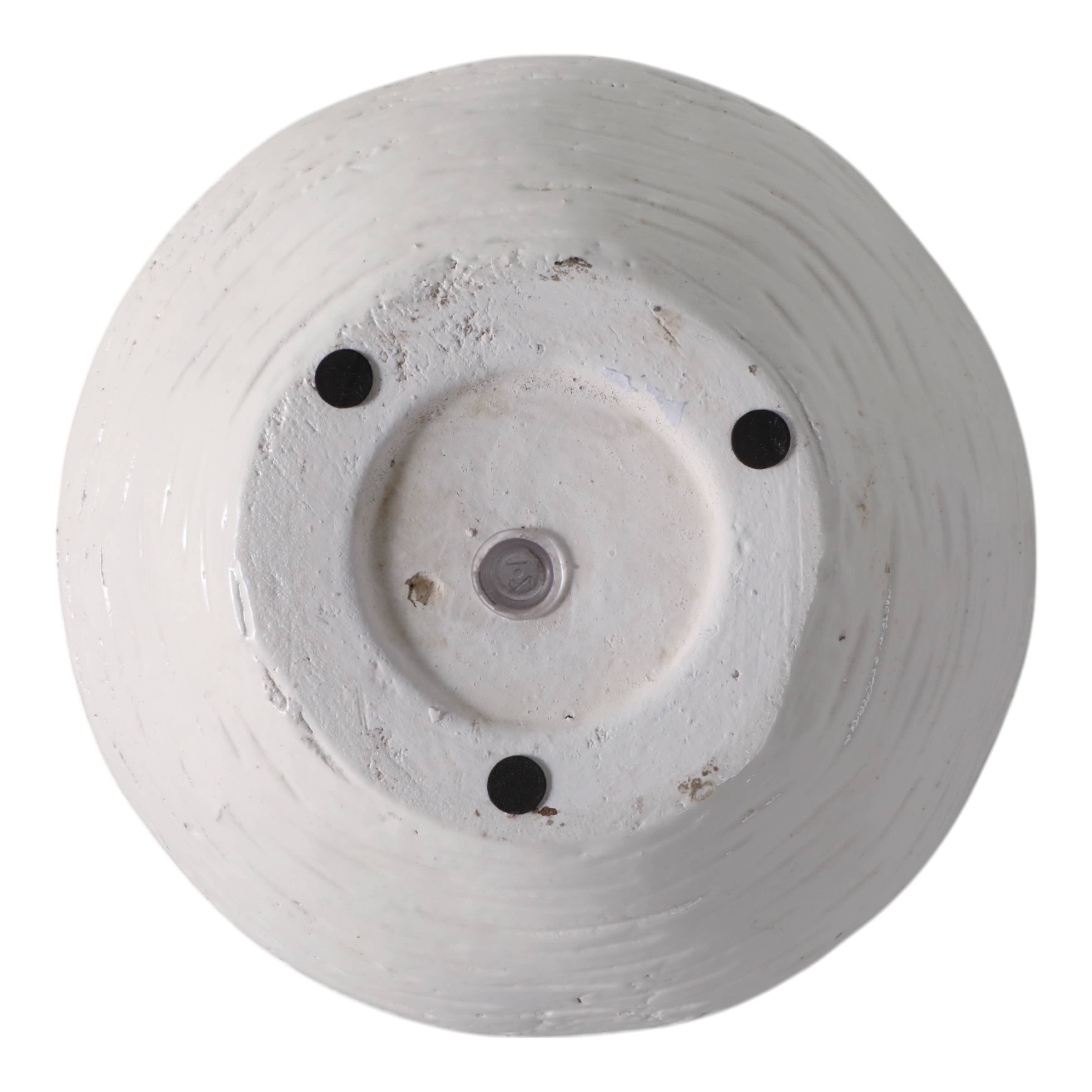 Plant Pot - White/Tan Ceramic Round Tapered Textured, 8 in.