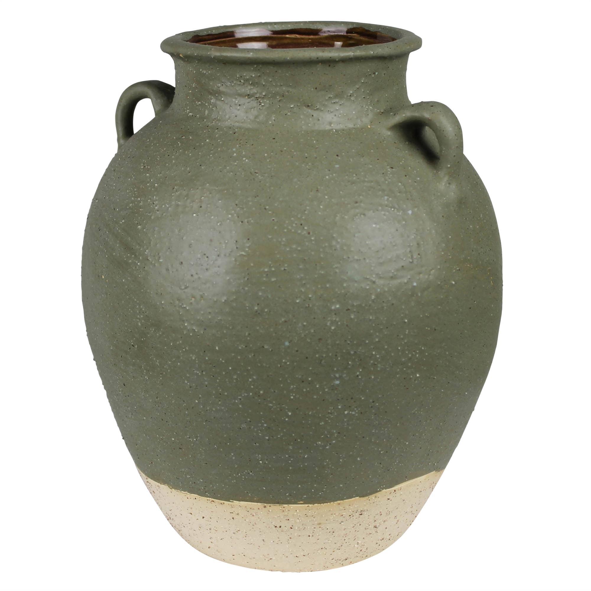 Umbria Pot with Small Handles, Ceramic, Green - Sm