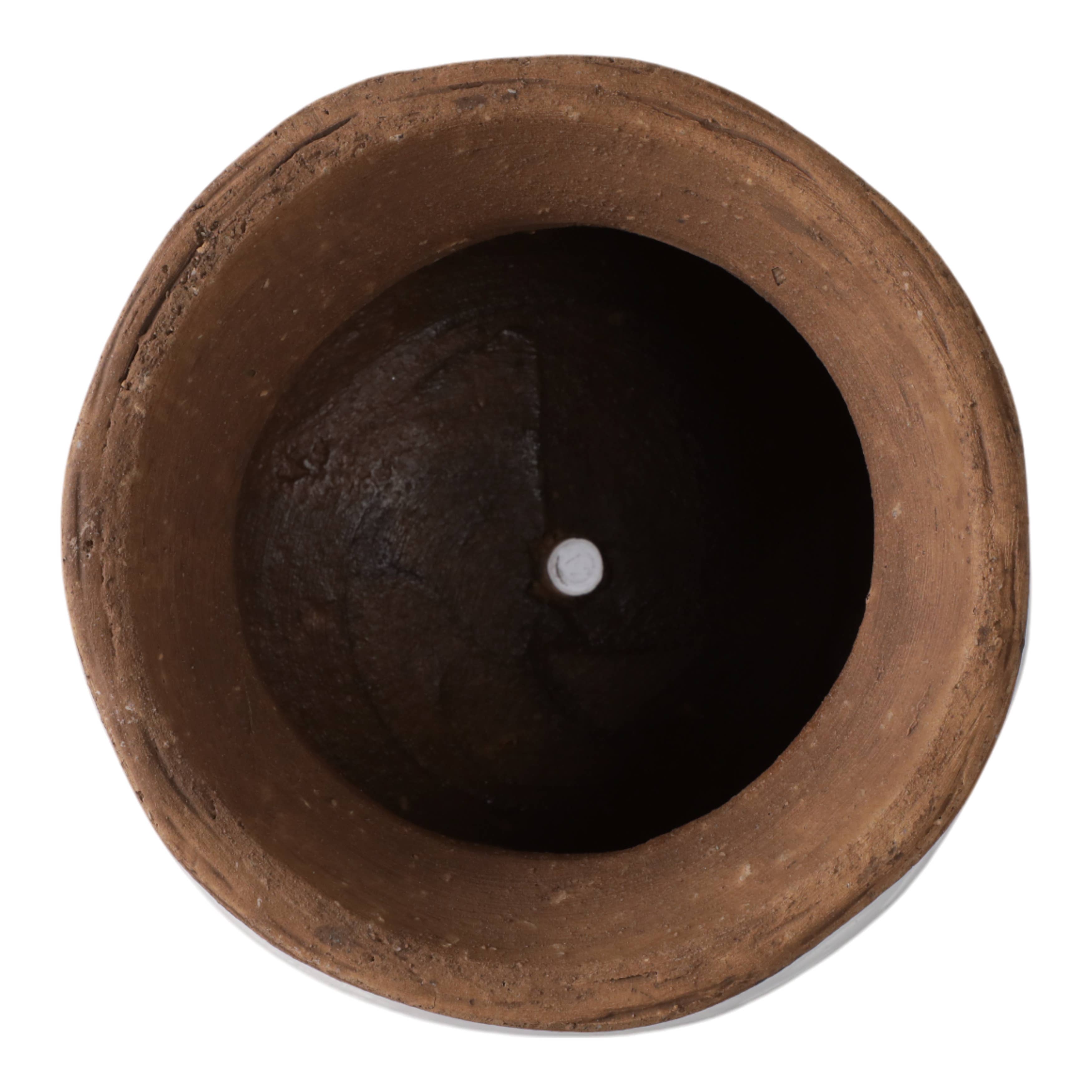 Plant Pot - White/Tan Ceramic Round Tapered Textured, 8 in.