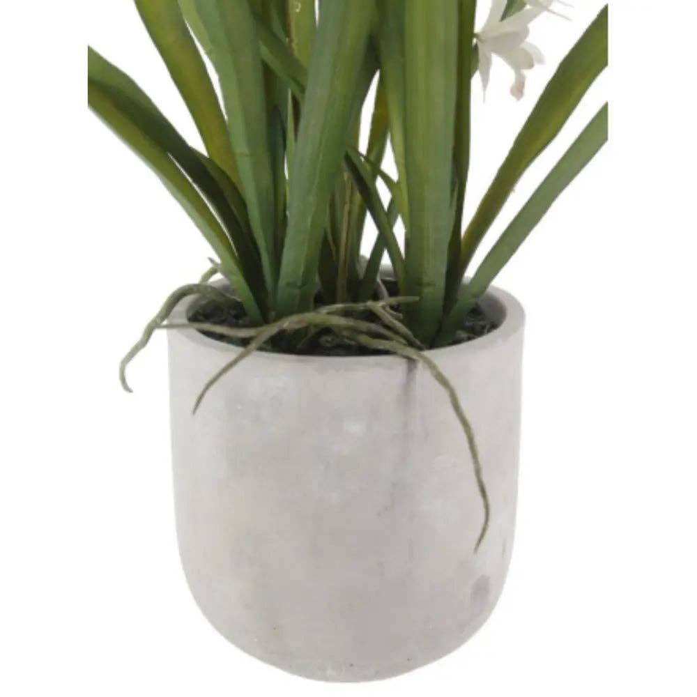 Faux Orchid Vanda Arrangement, Potted, White, 20.5 in