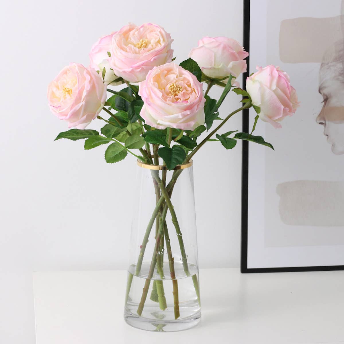 17" or 24"Premium Real touch English Austin Cabbage Rose Stem