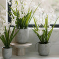 Faux Orchid Vanda Arrangement, Potted, White, 20.5 in