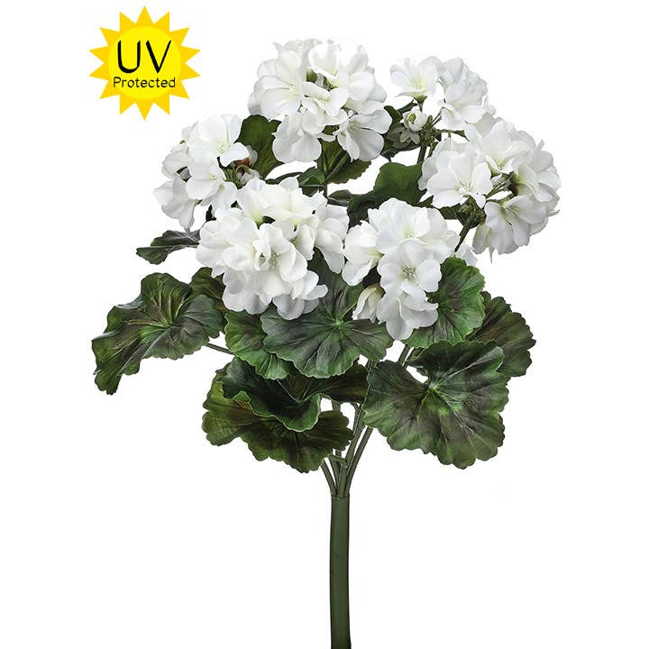 Real Touch White Geranium Flower Bush - UV Protected