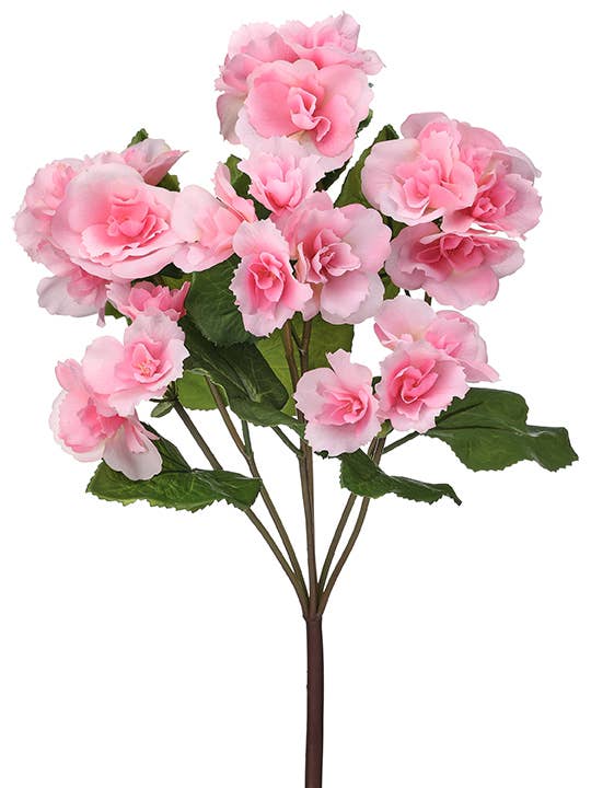 Artificial Begonia Flower Plant - Orange, Pink, Red, or Yellow