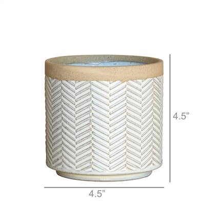 Ramos Banded Chevron Cachepot, Stoneware