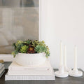 Faux Succulent Arrangement, Potted, Round Pot, White, 12 in