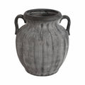 Decorative Vase - Black Ceramic Ribbed Weathered Handle,10in
