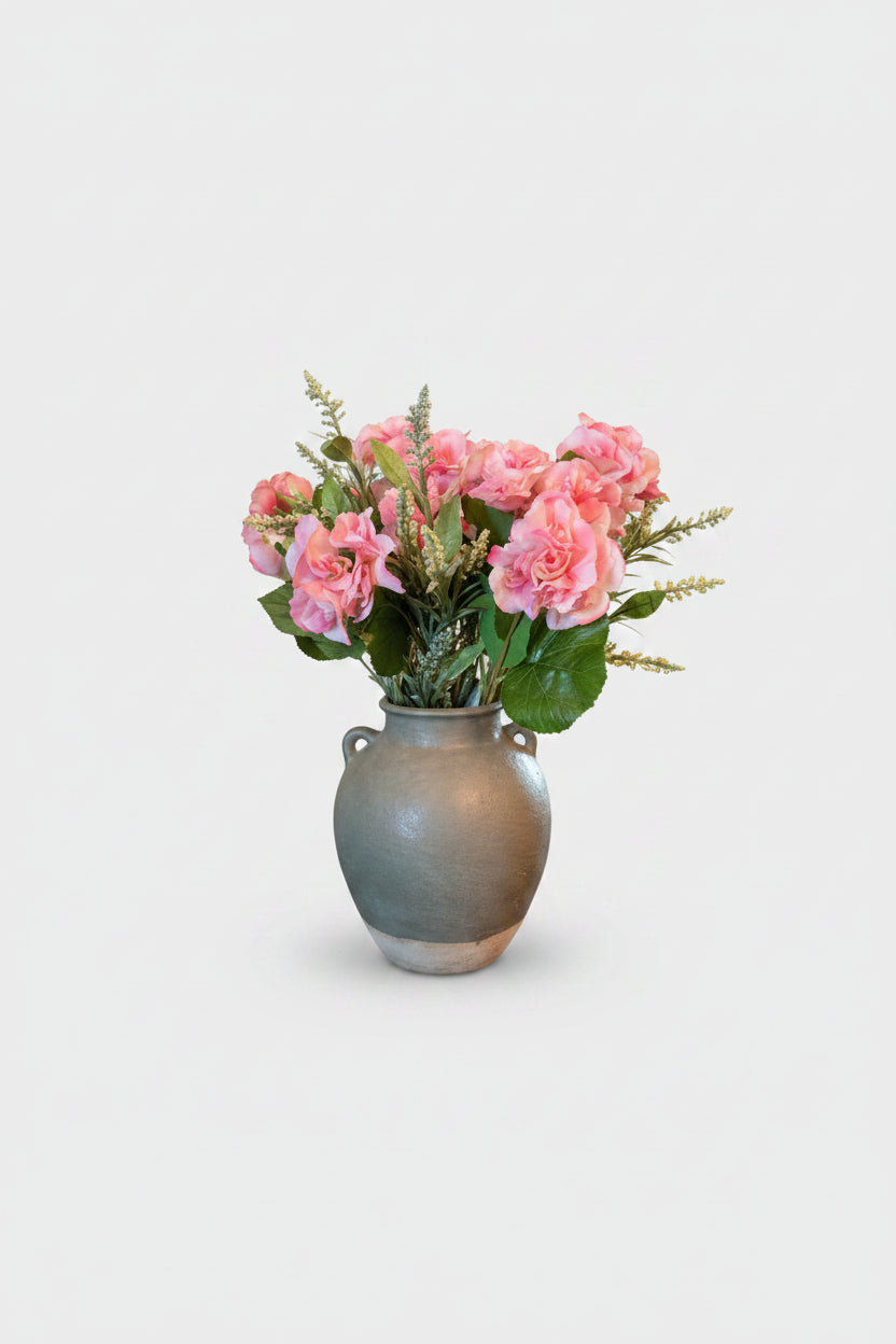 Green Umbria Pot with Begonia and Spray Arrangement