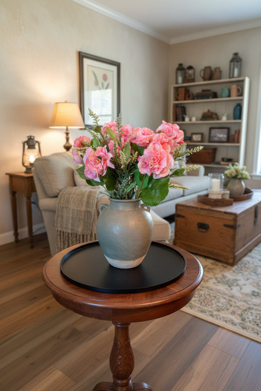 Green Umbria Pot with Begonia and Spray Arrangement