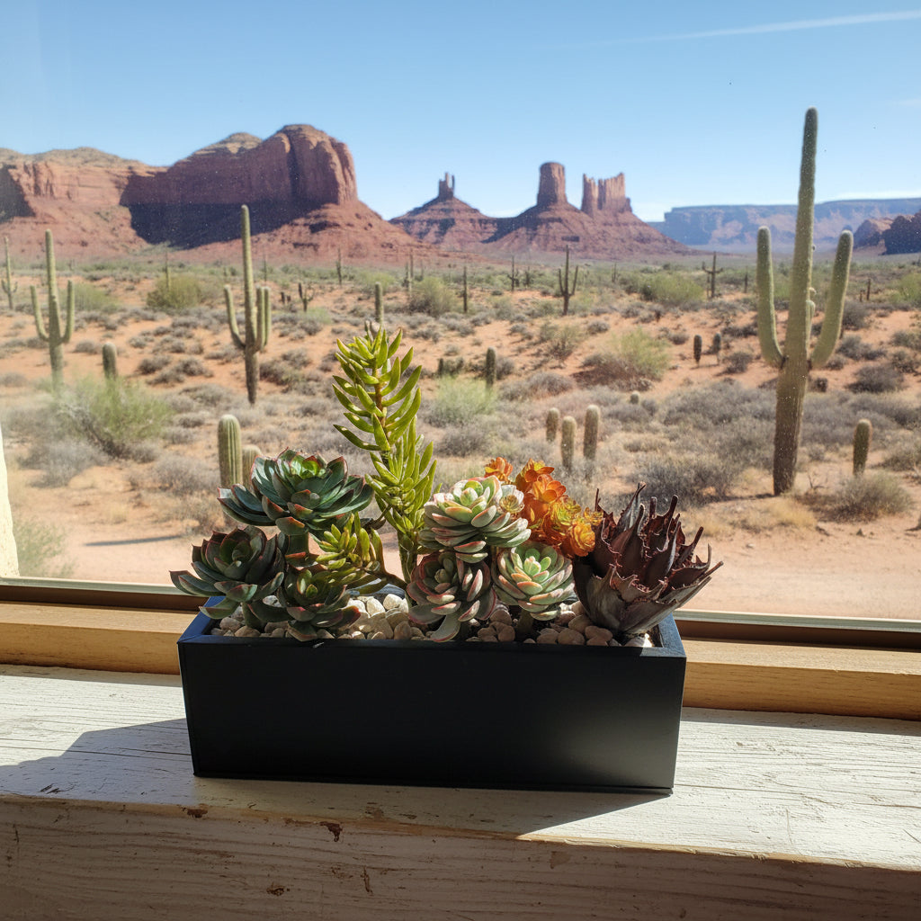 Needle Stonecrop and Echeveria Succulent Tray