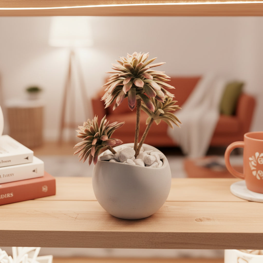 Shrub Succulent in Curved Mini-Pot