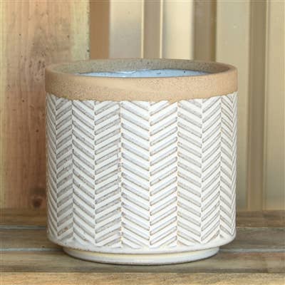Ramos Banded Chevron Cachepot, Stoneware