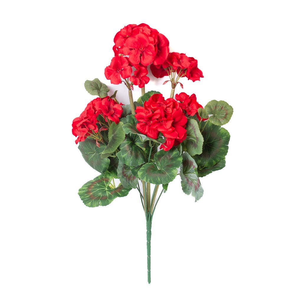 18" Artificial Geranium Flower Bush - Select Color