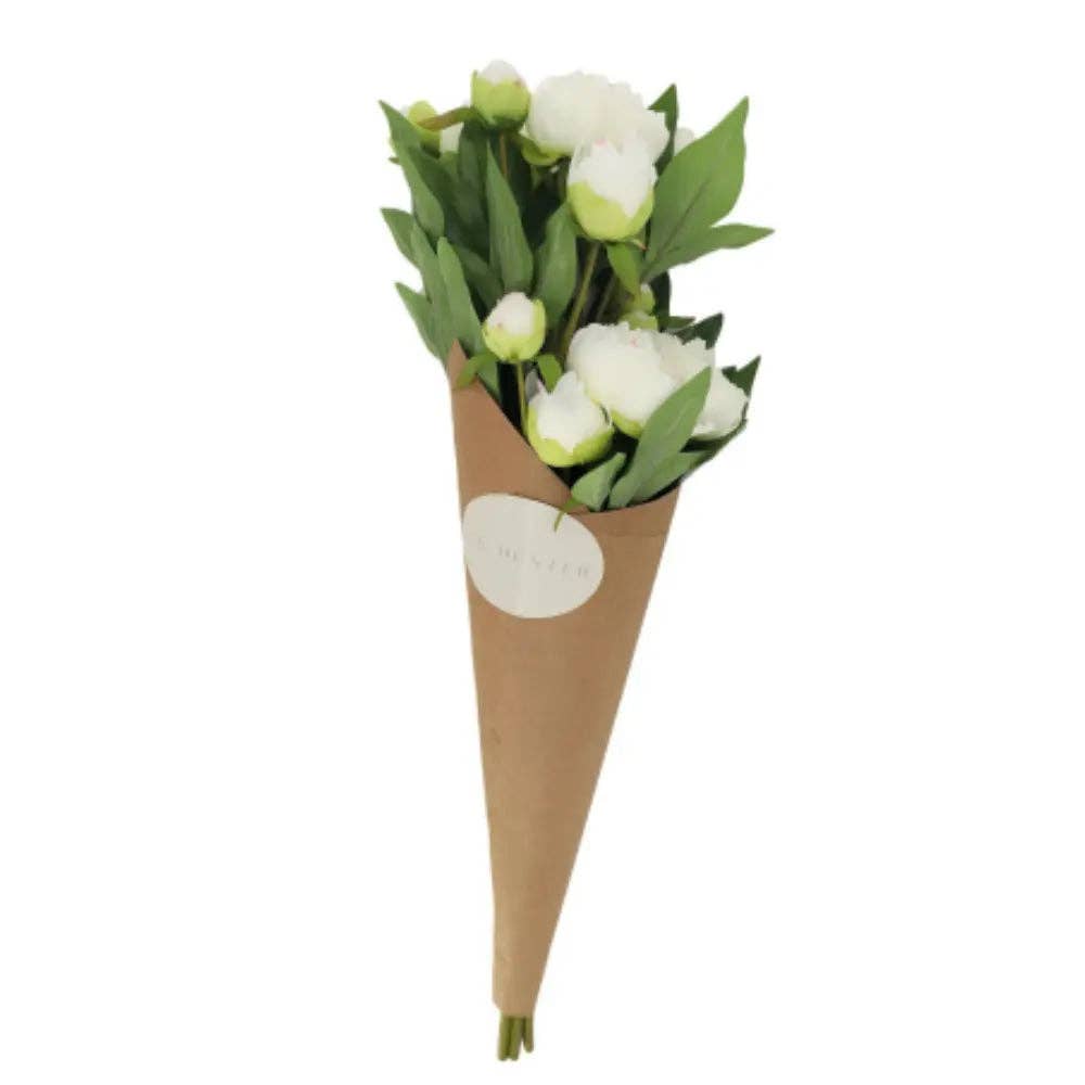 Faux Peony 5-Stem, Cream